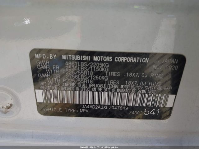 2020 MITSUBISHI OUTLANDER JA4AD2A3XLZ047849 Photo 8
