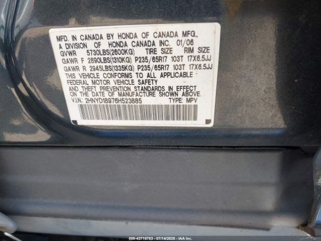 2006 ACURA MDX 2HNYD18976H523885 Photo 8