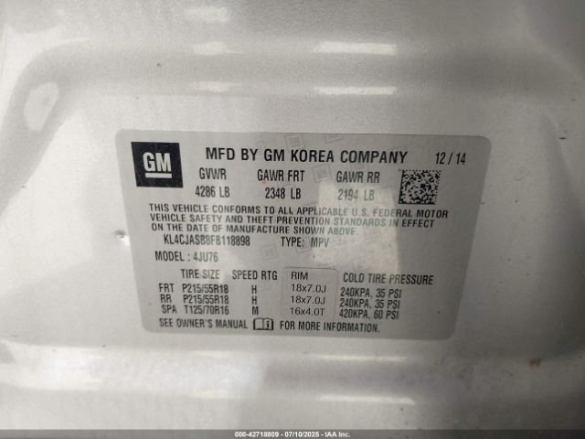 2015 BUICK ENCORE KL4CJASB8FB118898 Photo 8