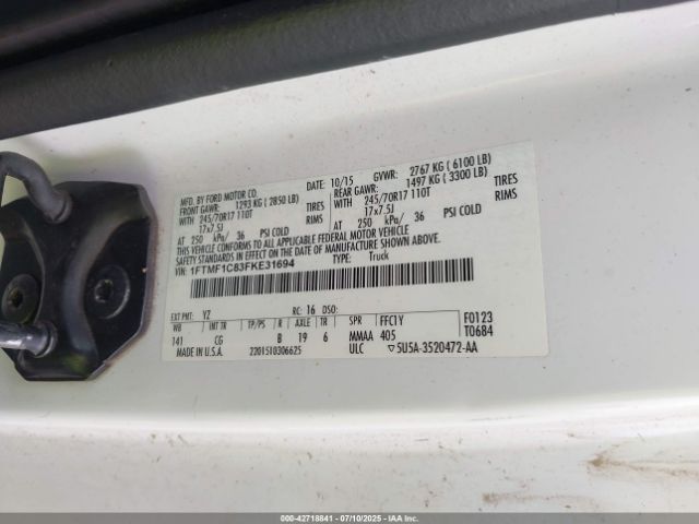 2015 FORD F-150 1FTMF1C83FKE31694 Photo 8