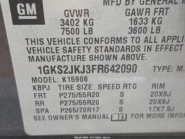 2015 GMC YUKON XL 1500 1GKS2JKJ3FR642090 Photo 8