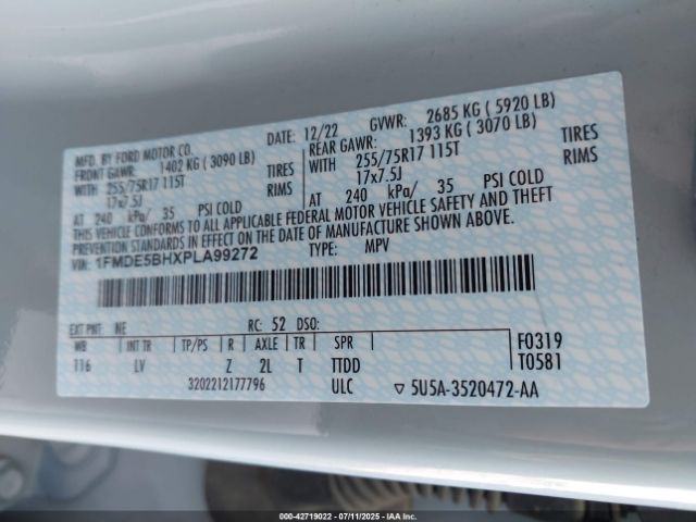 2023 FORD BRONCO 1FMDE5BHXPLA99272 Photo 8