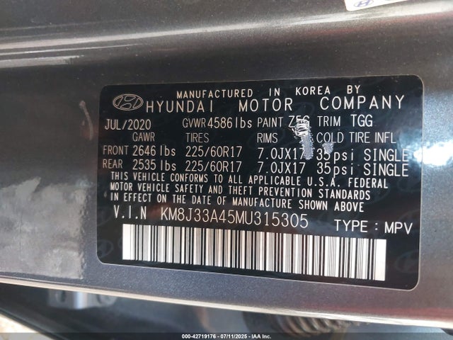 KM8J33A45MU315305 Hyundai gdi nu