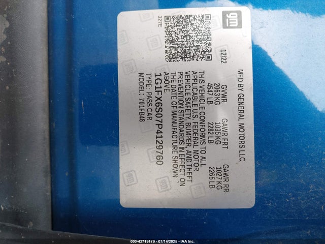 1G1FX6S07P4129760 Chevrolet 2023