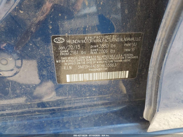 Hyundai dohc mpi nu 2015 5NPDH4AE8FH635863 Image 9