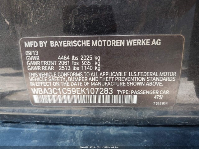 BMW 328I 2014 WBA3C1C59EK107283 Image 9