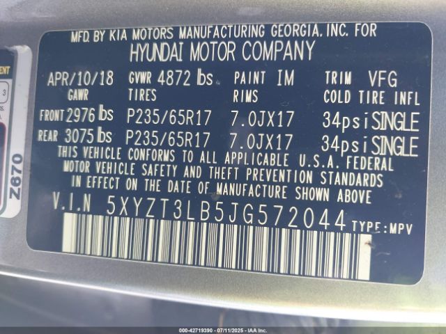 2018 HYUNDAI SANTA FE SPORT 5XYZT3LB5JG572044 Photo 8
