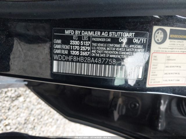 2011 MERCEDES-BENZ E 350 WDDHF8HB2BA487758 Photo 8