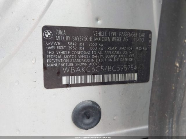 2011 BMW 750I WBAKC6C57BC395254 Photo 8