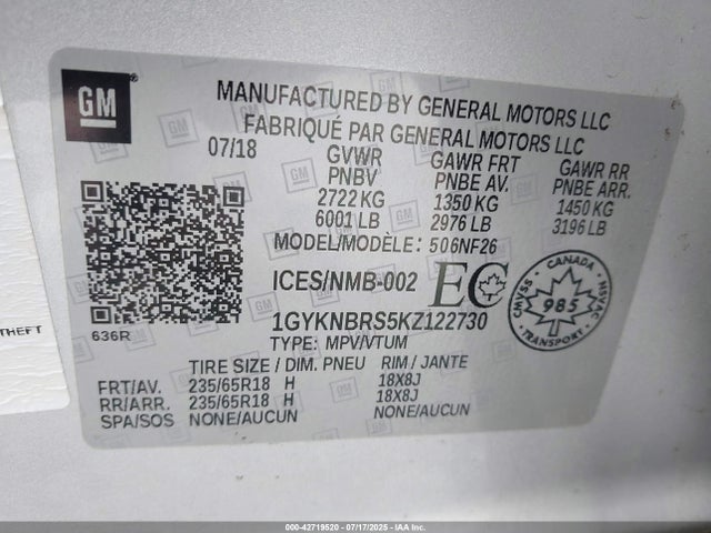 2019 CADILLAC XT5 1GYKNBRS5KZ122730 Photo 8