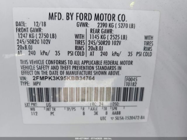2019 FORD EDGE 2FMPK3K95KBB34764 Photo 8