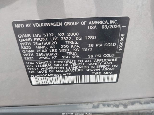 2024 VOLKSWAGEN ATLAS 1V2WR2CA3RC567670 Photo 8