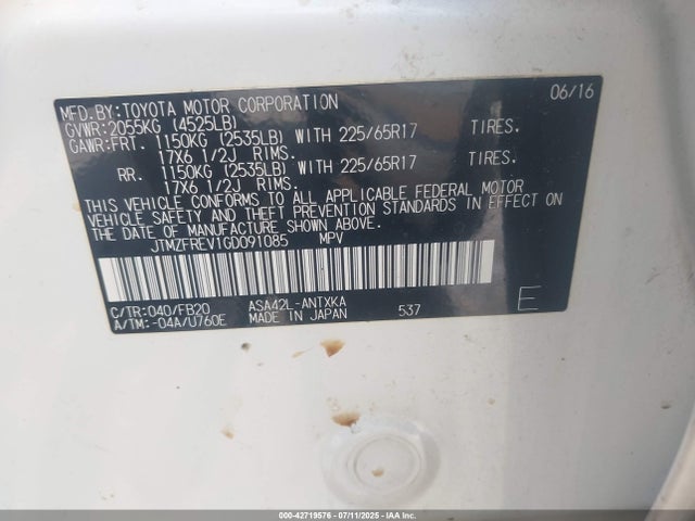 Toyota 2ar-fe 2016 JTMZFREV1GD091085 Image 9