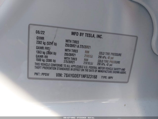2022 TESLA MODEL Y 7SAYGDEF1NF523168 Photo 8