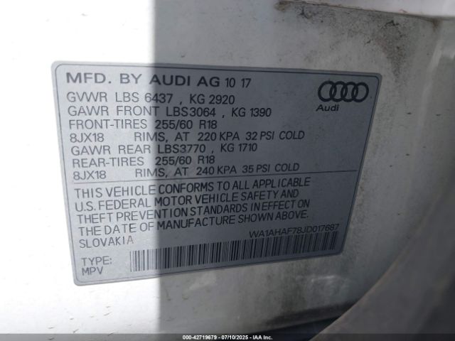 2018 AUDI Q7 WA1AHAF78JD017687 Photo 8