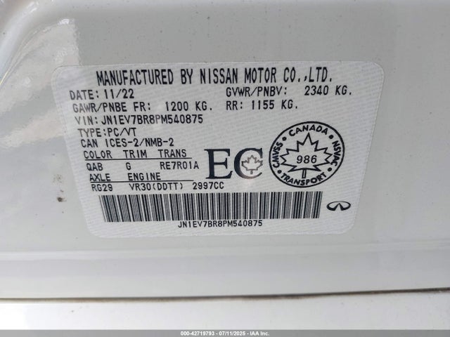 Продажа на аукционе авто 2023 Infiniti Q50 Luxe Awd, vin: JN1EV7BR8PM540875, номер лота: 42719793