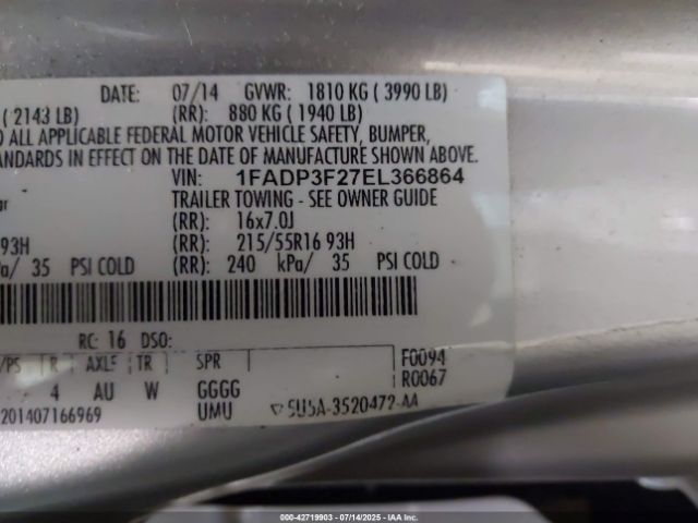 2014 FORD FOCUS 1FADP3F27EL366864 Photo 8