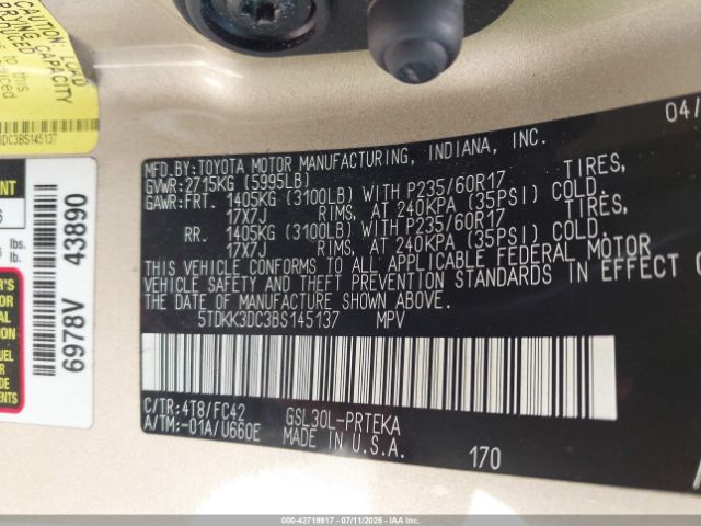 2011 TOYOTA SIENNA 5TDKK3DC3BS145137 Photo 8
