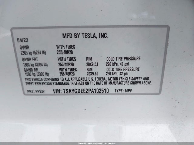 2023 TESLA MODEL Y 7SAYGDEE2PA103510 Photo 8
