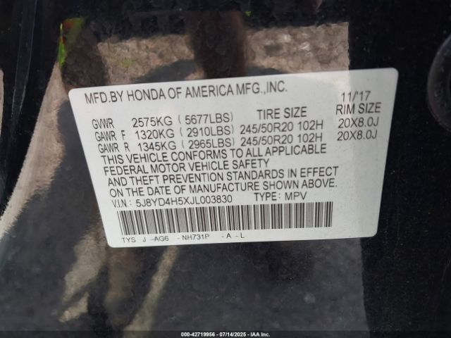 2018 ACURA MDX 5J8YD4H5XJL003830 Photo 8