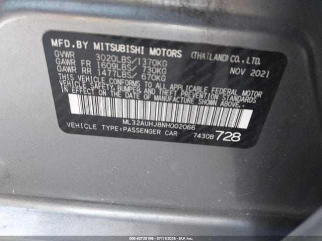 2022 MITSUBISHI MIRAGE ML32AUHJ8NH002066 Photo 8