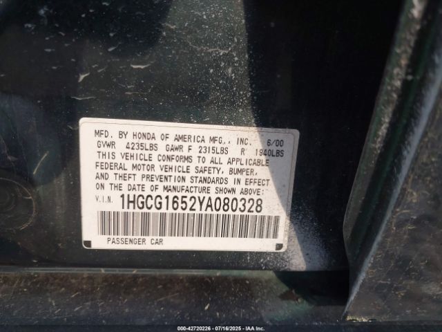 2000 HONDA ACCORD 1HGCG1652YA080328 Photo 8