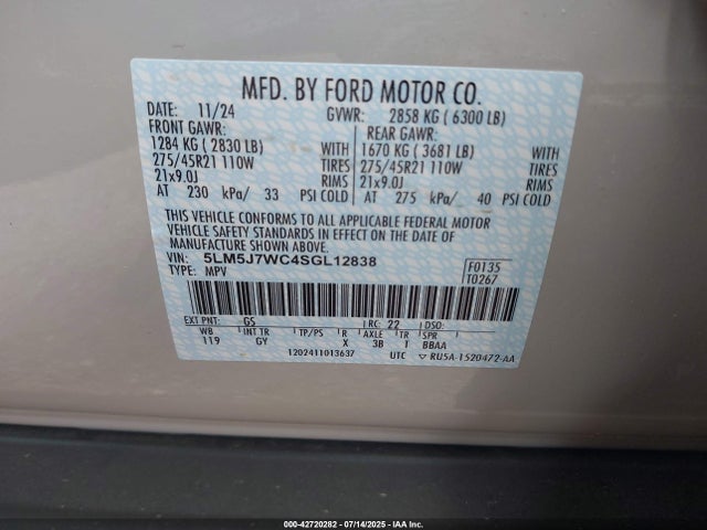 Lincoln gtdi 2025 5LM5J7WC4SGL12838 Image 9