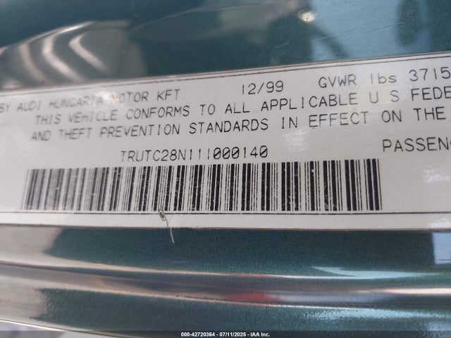 2001 AUDI TT TRUTC28N111000140 Photo 8