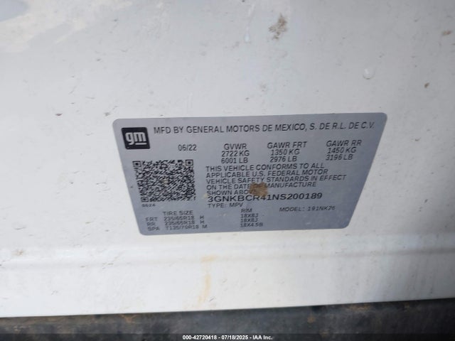 3GNKBCR41NS200189 Chevrolet lsy