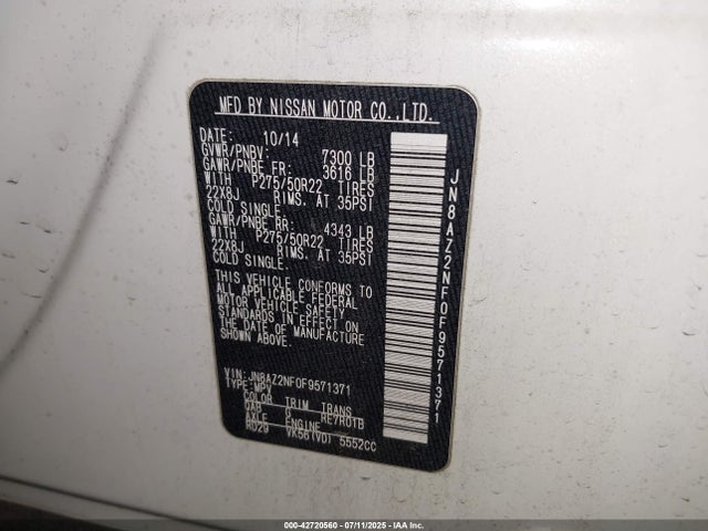 Infiniti 2015 2015 JN8AZ2NF0F9571371 Image 9