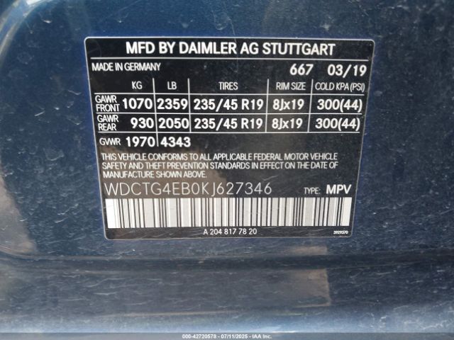 2019 MERCEDES-BENZ GLA 250 WDCTG4EB0KJ627346 Photo 8