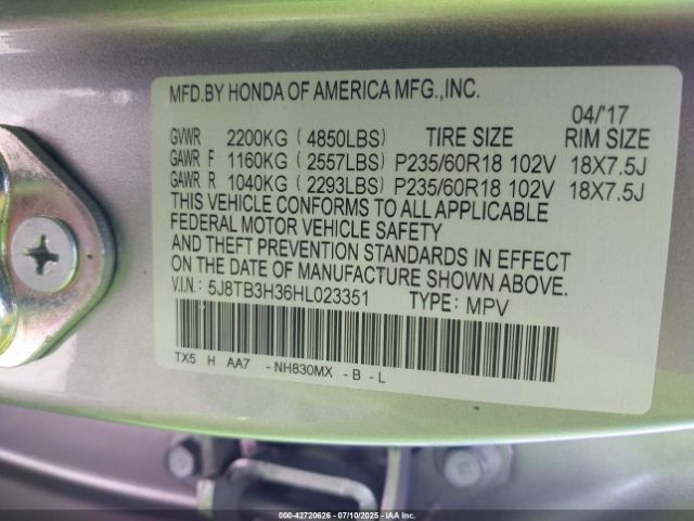 2017 ACURA RDX 5J8TB3H36HL023351 Photo 8