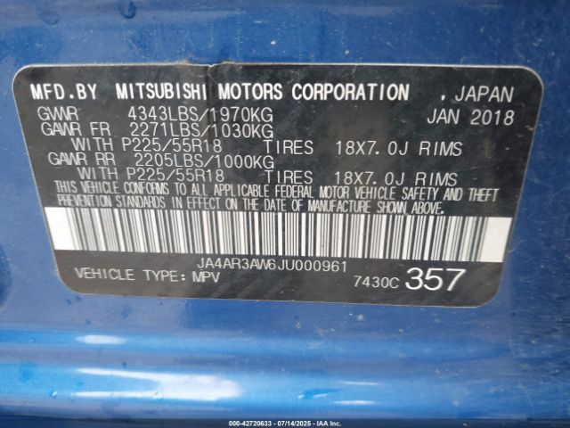 2018 MITSUBISHI OUTLANDER SPORT JA4AR3AW6JU000961 Photo 8
