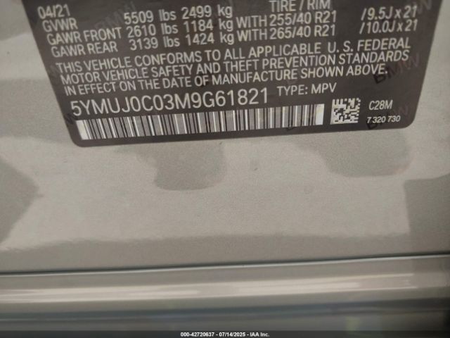 2021 BMW X4 M 5YMUJ0C03M9G61821 Photo 8