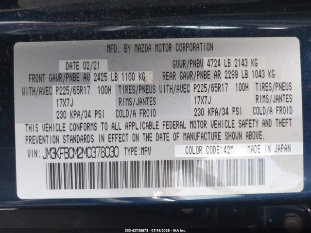 Mazda py cylinder decativation 2021 JM3KFBCM2M0378030 Image 9