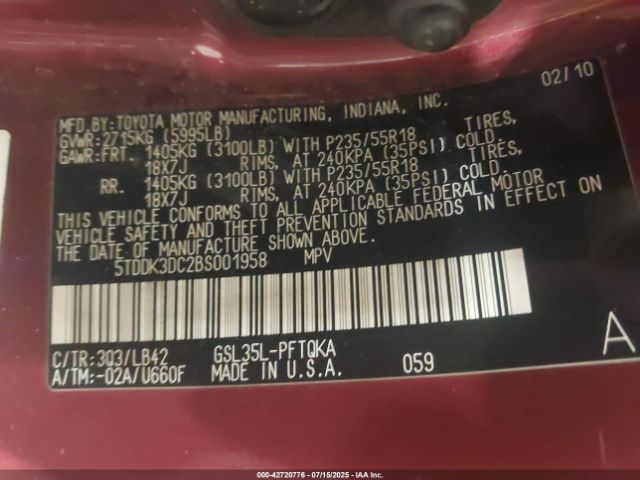 2011 TOYOTA SIENNA 5TDDK3DC2BS001958 Photo 8
