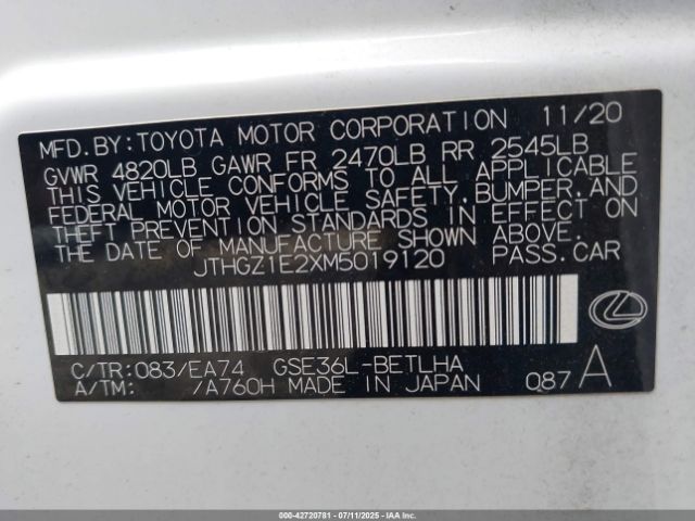 2021 LEXUS IS 350 JTHGZ1E2XM5019120 Photo 8