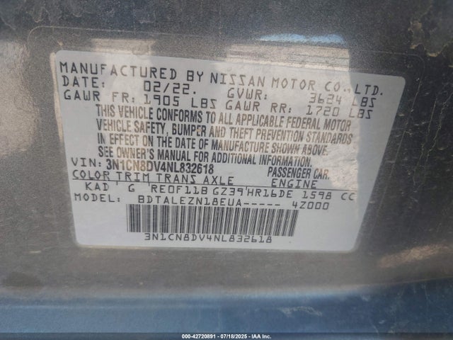 Nissan Versa 2022 3N1CN8DV4NL832618 Image 9