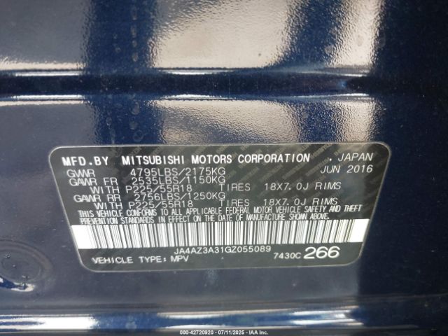 2016 MITSUBISHI OUTLANDER JA4AZ3A31GZ055089 Photo 8