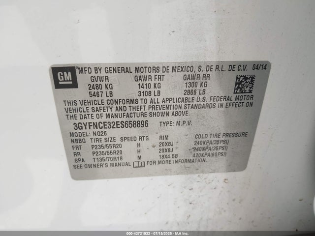 2014 CADILLAC SRX 3GYFNCE32ES658896 Photo 8