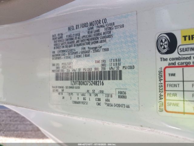 2007 FORD MUSTANG 1ZVFT80N375248216 Photo 8