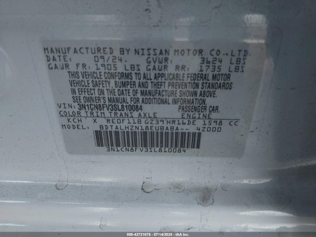 Nissan 2025 2025 3N1CN8FV3SL810084 Image 9