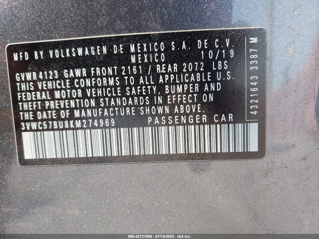 Volkswagen 1.4 tsi 2019 3VWC57BU8KM274969 Image 9