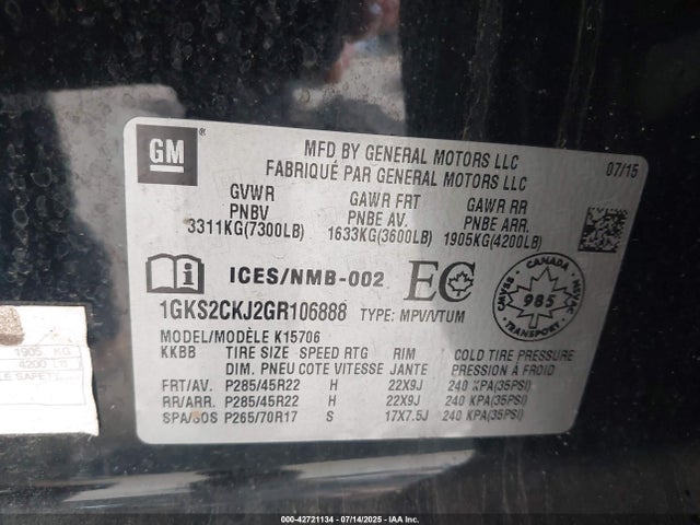 1GKS2CKJ2GR106888 GMC l86 - sidi, vvt, afm, e85 max, alum
