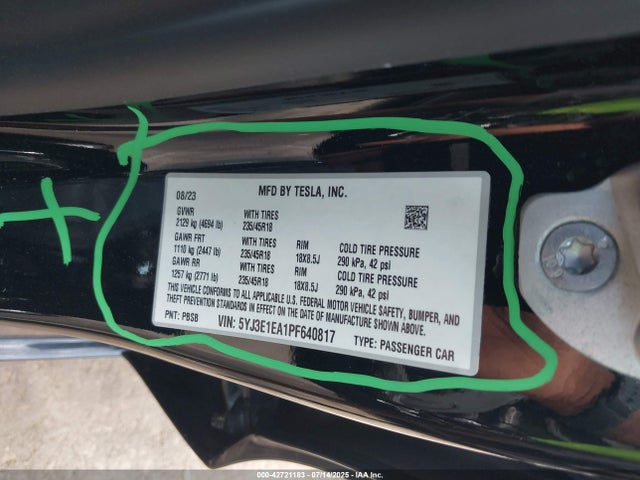 2023 TESLA MODEL 3 5YJ3E1EA1PF640817 Photo 8
