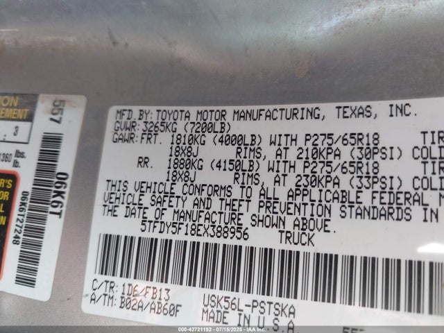 Toyota 3ur-fe 2014 5TFDY5F18EX388956 Image 9