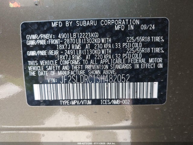 Subaru na 2025 JF2SLDRC1SH482052 Image 9