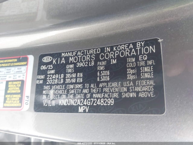 KIA gdi gamma 2016 KNDJN2A24G7248299 Image 9