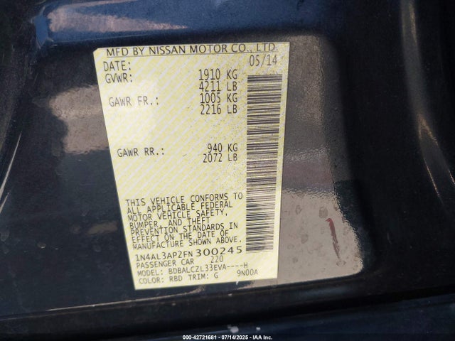1N4AL3AP2FN300245 Nissan 2015