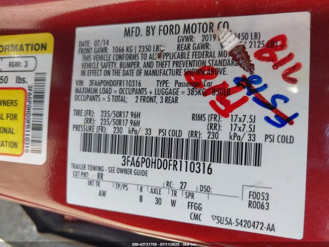 2015 FORD FUSION 3FA6P0HD0FR110316 Photo 8